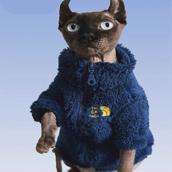 Зимно палто за домашни любимци за защита от студ, дрехи за безкосмести котки за сфинкс и девън, топъл четирицветен агнешки полар, удебелен и топъл