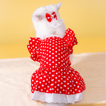 Νέα ρούχα για κατοικίδια σε διασυνοριακό επίπεδο, ασπρόμαυρα ρούχα για σκύλους με πουά, φόρεμα, λουλούδια χωρίς κεφάλι, ρούχα για σκύλους με γάτες