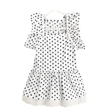 Νέα ρούχα για κατοικίδια σε διασυνοριακό επίπεδο, ασπρόμαυρα ρούχα για σκύλους με πουά, φόρεμα, λουλούδια χωρίς κεφάλι, ρούχα για σκύλους με γάτες