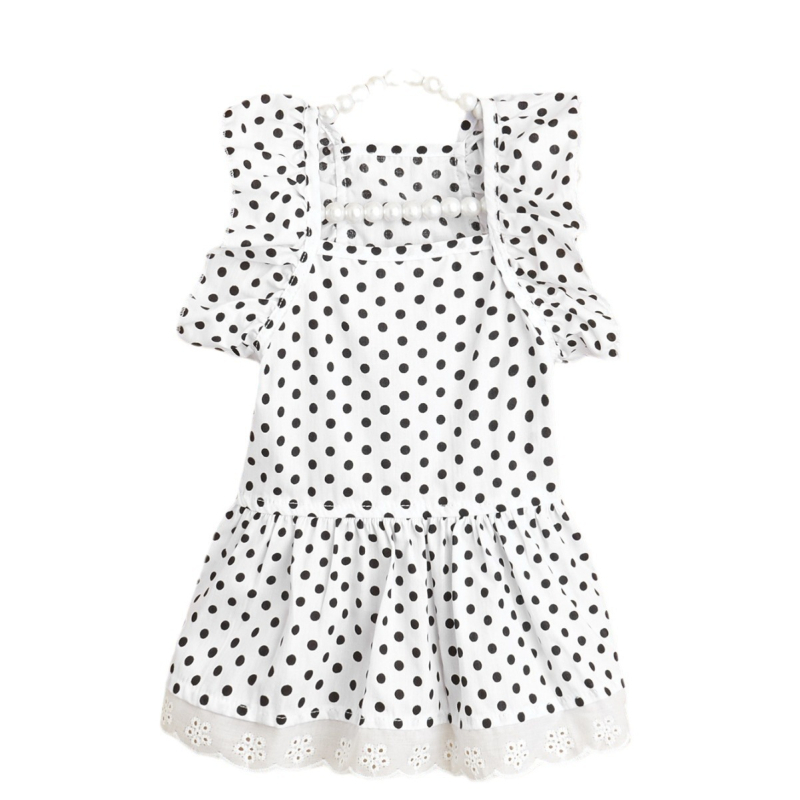 Prekogranična nova odjeća za kućne ljubimce, crno-bijela odjeća za pse s točkicama, haljina, odjeća za pse s cvijećem na glavi, odjeća za mačke