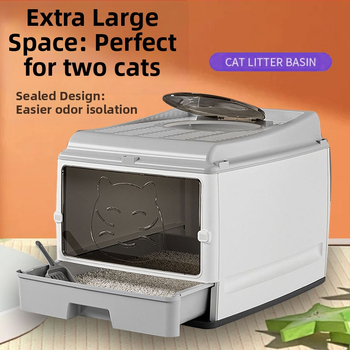Predimenzionirani, potpuno zatvoreni umivaonik za mačji posip, dvostruka vrata, nadograđeni mačji WC, predimenzionirani prostor, bezbrižan, otporan na mirise, sprječavanje bočnog curenja