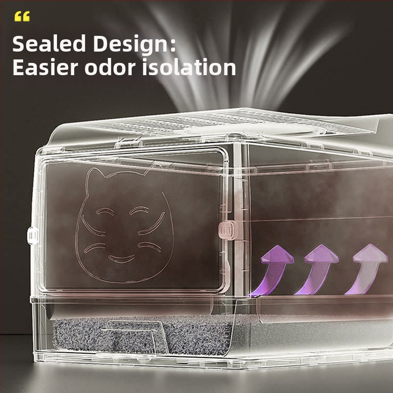 Nadrozmerná plne uzavretá zásuvka na mačaciu podstielku s dvojitými dverami, vylepšená mačacia toaleta, nadrozmerný priestor, bezstarostný, odolný voči zápachu, prevencia bočného úniku