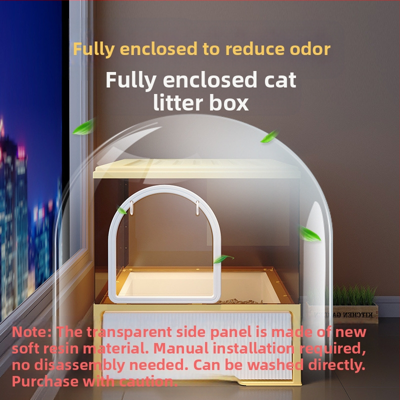 Miska na mačaciu toaletu, plne uzavretá, odolná voči zápachu, typ so zásuvkou, nadrozmerná, protišpikujúca mačacia toaleta, proti piesku, detská mačacia toaleta, miska na mačaciu toaletu