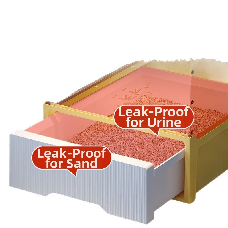 Miska na mačaciu toaletu, plne uzavretá, odolná voči zápachu, typ so zásuvkou, nadrozmerná, protišpikujúca mačacia toaleta, proti piesku, detská mačacia toaleta, miska na mačaciu toaletu