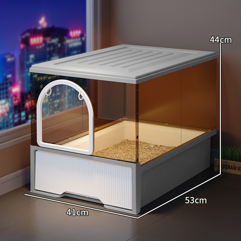 Macskaalomtál Teljesen zárt Szagmentes Fiókos Nagyméretű Fröccsenésgátló Macska WC Homoktakaró Bébi macskaalomtál Macskaalomtál