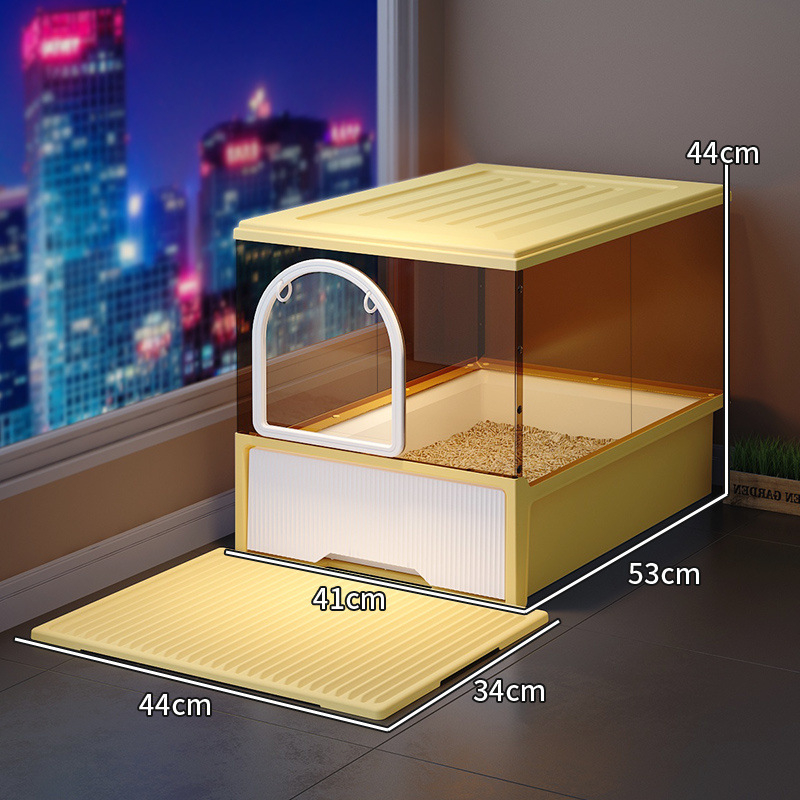 Macskaalomtál Teljesen zárt Szagmentes Fiókos Nagyméretű Fröccsenésgátló Macska WC Homoktakaró Bébi macskaalomtál Macskaalomtál