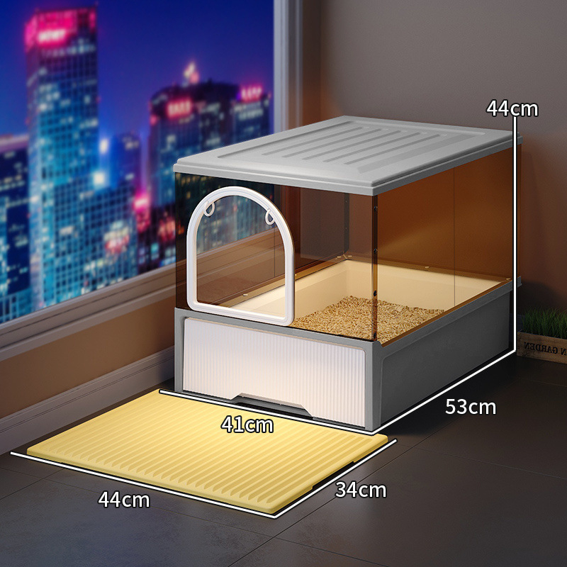 Macskaalomtál Teljesen zárt Szagmentes Fiókos Nagyméretű Fröccsenésgátló Macska WC Homoktakaró Bébi macskaalomtál Macskaalomtál