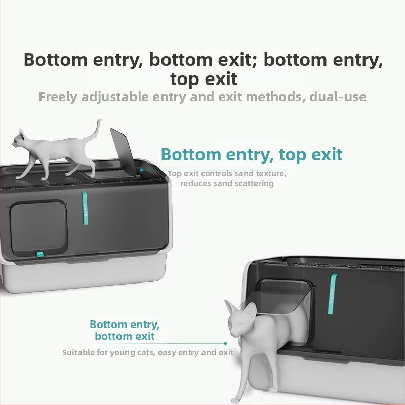 Shouai Extra veľká plne uzavretá mačacia toaleta, mačacia toaleta s protizápalovým systémom pre mačky, otvorená misa na mačaciu toaletu