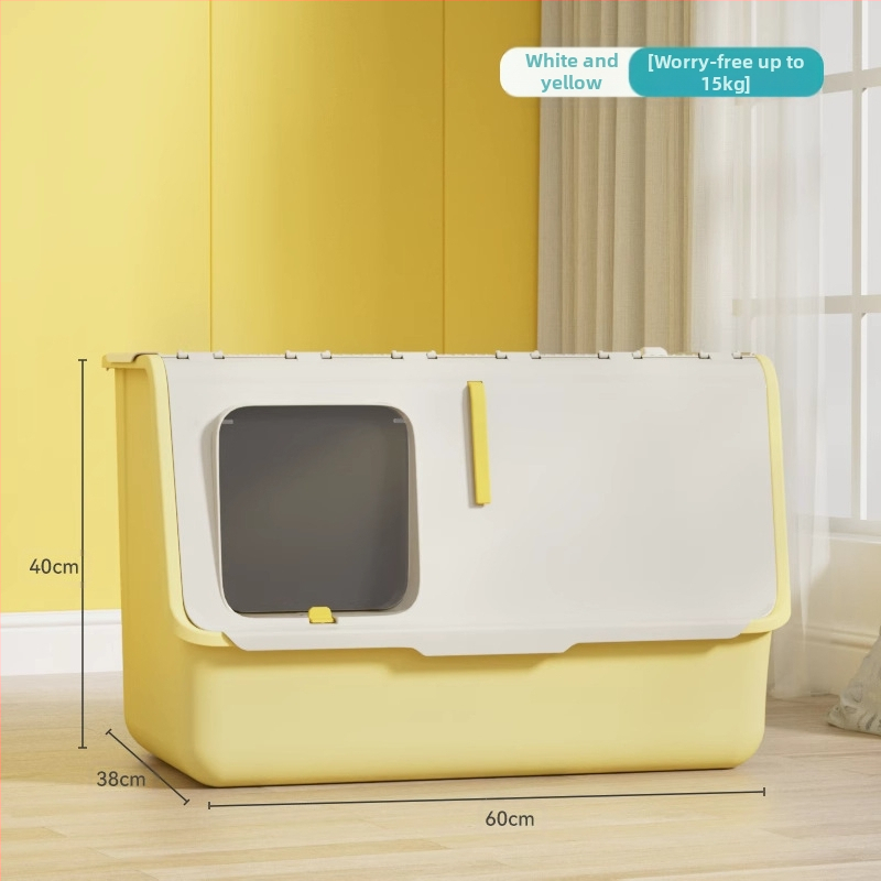 Shouai extra nagy, teljesen zárt macskavécé, macskák be- és kijuttatása bábmacskáknak, alomgátló, nyitott macskaalomtál