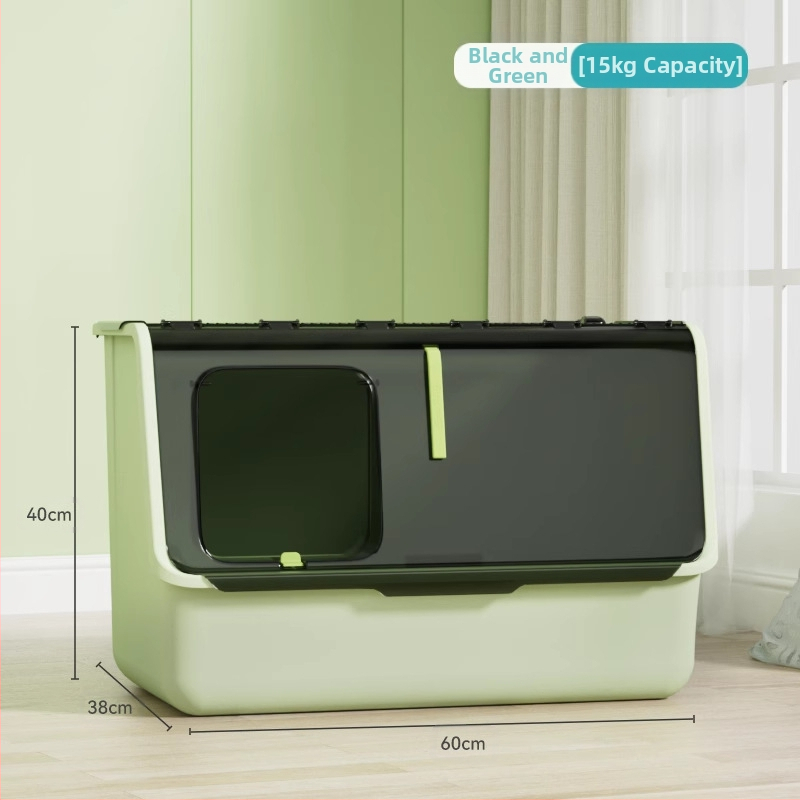 Shouai extra nagy, teljesen zárt macskavécé, macskák be- és kijuttatása bábmacskáknak, alomgátló, nyitott macskaalomtál