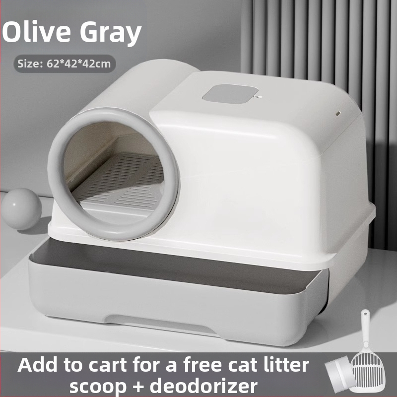 Shouai extra nagy, teljesen zárt macskavécé, macskák be- és kijuttatása bábmacskáknak, alomgátló, nyitott macskaalomtál