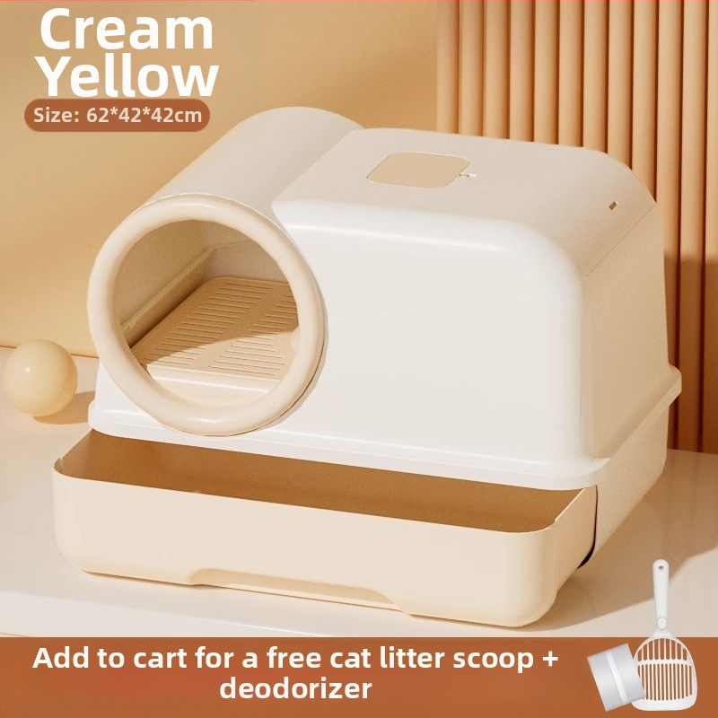 Shouai extra nagy, teljesen zárt macskavécé, macskák be- és kijuttatása bábmacskáknak, alomgátló, nyitott macskaalomtál