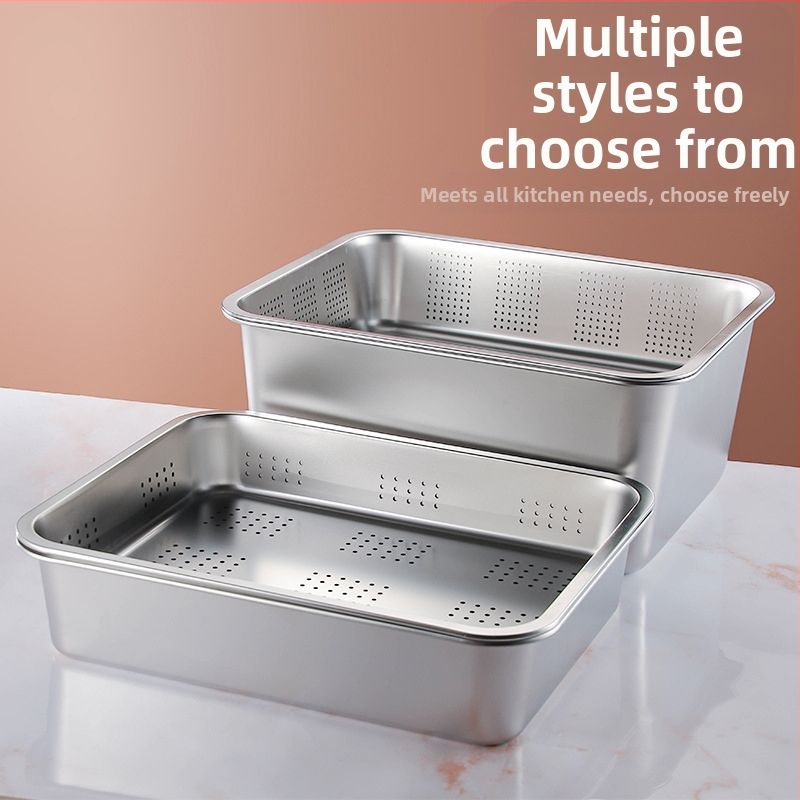 Неръждаема стомана с плоско дъно, квадратна тава, търговска правоъгълна тава, задълбочаваща се, пробиваща, квадратна мивка, басейн за оттичане, подходящ за басейн за пържени зеленчуци