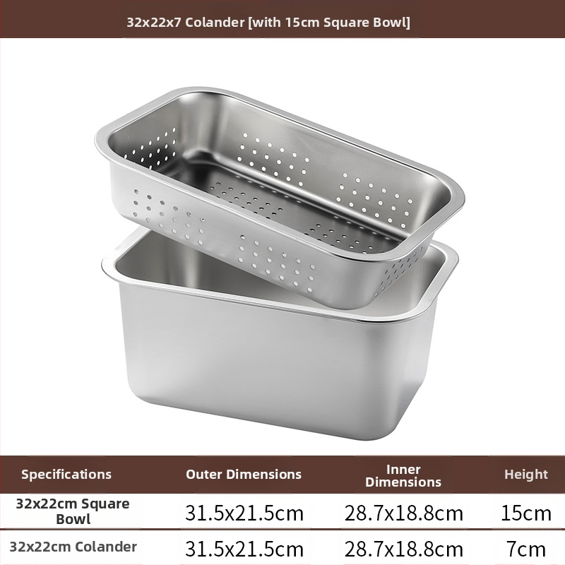 Tavă pătrată cu fund plat din oțel inoxidabil, tavă dreptunghiulară comercială, adâncire, perforare, bazin pătrat, bazin de scurgere, costum, bazin pentru legume prăjite