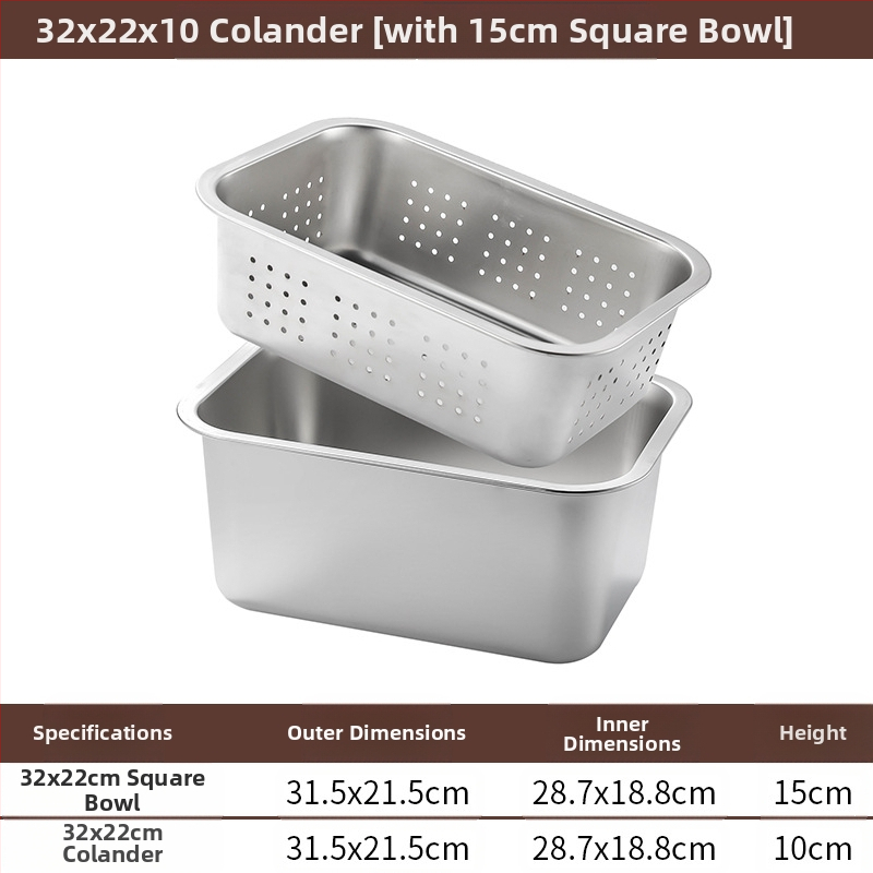 Tavă pătrată cu fund plat din oțel inoxidabil, tavă dreptunghiulară comercială, adâncire, perforare, bazin pătrat, bazin de scurgere, costum, bazin pentru legume prăjite