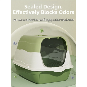 Πλήρως κλειστό κουτί άμμου για γάτες, πρόληψη οσμών με κλουβί τουαλέτας, λεκάνη περιττωμάτων γατακιών, προμήθειες για γάτες από προεπιλογή