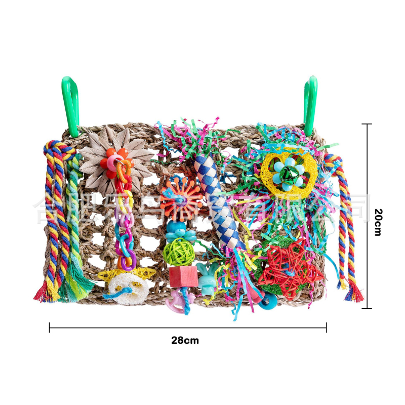 Žuvacie hračky pre papagáje, Potreby pre vtáky, Vodná sieťka, Lufa, Päťcípa hviezda, Papierová hodvábna pletená trubica, Žuvacie hračky, Lezecká sieťka