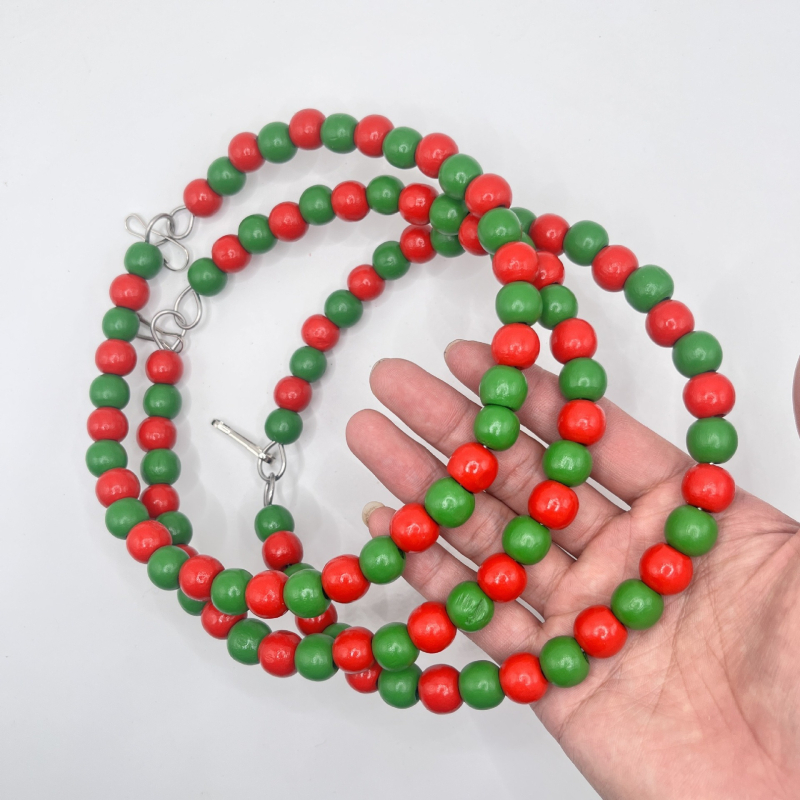 Коледна тема „Папагал“ с играчка за птици с цветна люлка, пръстен за птици, висулка с украшение за птица в клетка за птици