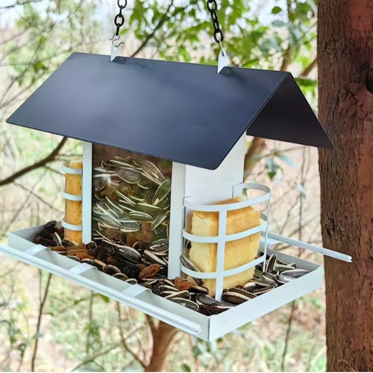 Трансгранична желязна къщичка за птици, нова външна занаята, декорация за хранилка за птици за двора, висяща къщичка за колибри.