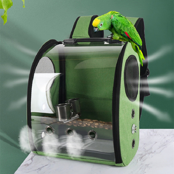 Parrot Out Bag Pet Bird Seljakott Väike lemmikloomade õues kandekott Panoraamne läbipaistev jaamapulk topelt toidutopsiga hulgimüük