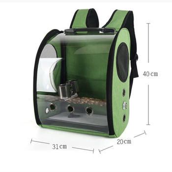 Parrot Out Bag Pet Bird Seljakott Väike lemmikloomade õues kandekott Panoraamne läbipaistev jaamapulk topelt toidutopsiga hulgimüük