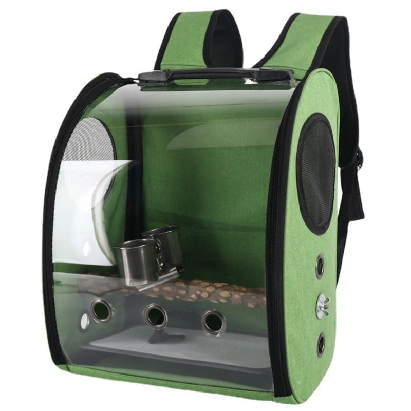 Parrot Out Bag Pet Bird Seljakott Väike lemmikloomade õues kandekott Panoraamne läbipaistev jaamapulk topelt toidutopsiga hulgimüük