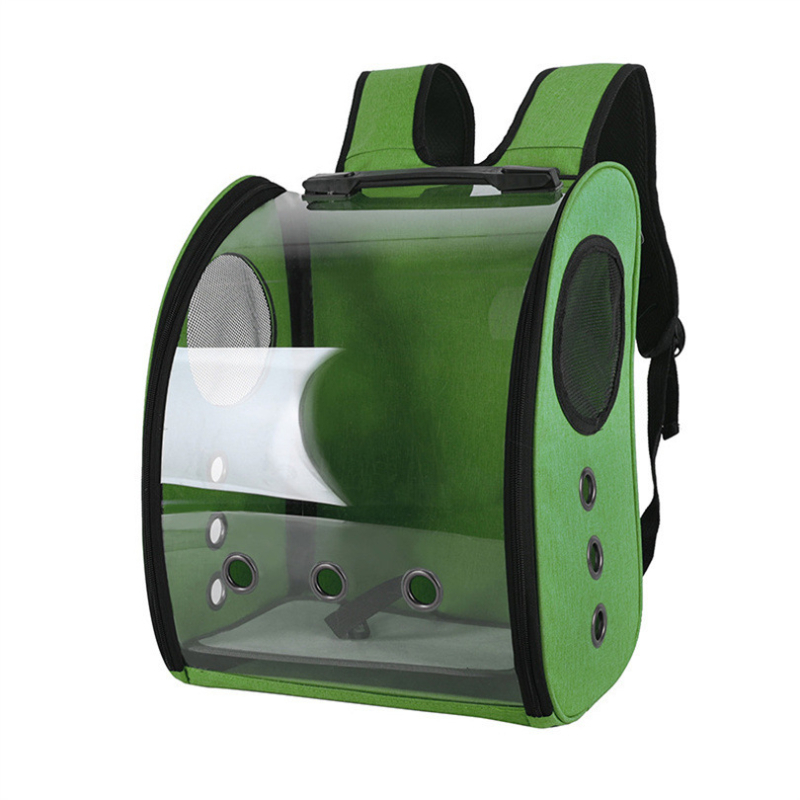 Parrot Out Bag Pet Bird Seljakott Väike lemmikloomade õues kandekott Panoraamne läbipaistev jaamapulk topelt toidutopsiga hulgimüük