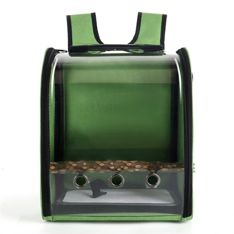 Parrot Out Bag Pet Bird Seljakott Väike lemmikloomade õues kandekott Panoraamne läbipaistev jaamapulk topelt toidutopsiga hulgimüük