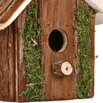 Διασυνοριακές εκρήξεις Ξύλινη φωλιά κολιμπρί Ζεστό σπίτι πουλιών Διακόσμηση κήπου Ποιμενική εξωτερική οικολογική φωλιά πουλιών Κρεμαστό κόσμημα σε στιλ βίλας