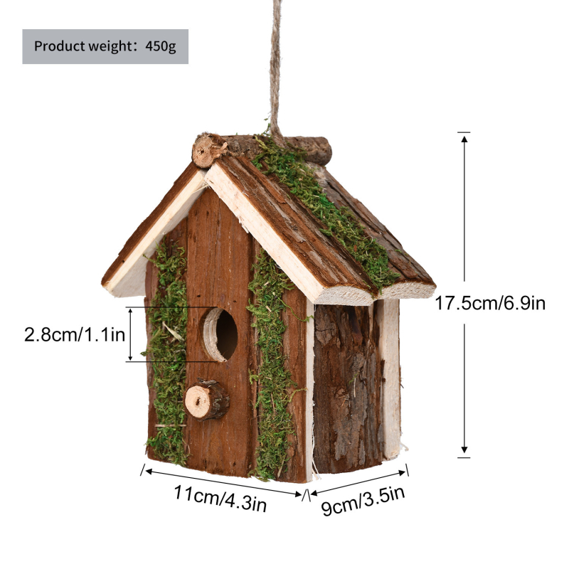 Prekogranične eksplozije Drveno gnijezdo kolibrića Topla kućica za ptice Vrtni ukras Pastoralni vanjski ekološki privjesak za ptice u stilu vile