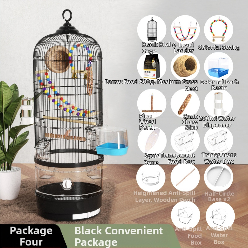 Paukščių narvelis, papūgos narvelis, tigro oda, Xuanfeng, itin didelis apvalus metalinis paukščių narvelis, Daquan paukščio siuvinėtos akies prabangus vilos Bage narvelis