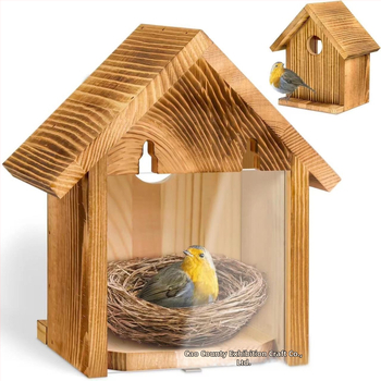 Medinis paukščio lizdas, mažas namelis, paukščių narvelis, papūgos pakabinama veisimosi dėžė, masyvi mediena, kūrybingas paukščių lesyklėlė, dekoratyvinis pakabukas