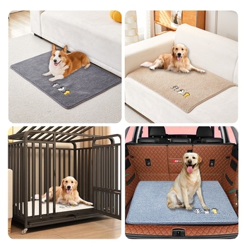 Постелка за развъдник, есен и зима, топла, подплатена, агнешка кадифена постелка за развъдник, неплъзгаща се постелка за котки и кучета, одеяло за домашни любимци на едро