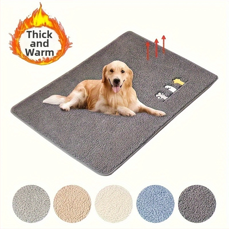 Постелка за развъдник, есен и зима, топла, подплатена, агнешка кадифена постелка за развъдник, неплъзгаща се постелка за котки и кучета, одеяло за домашни любимци на едро