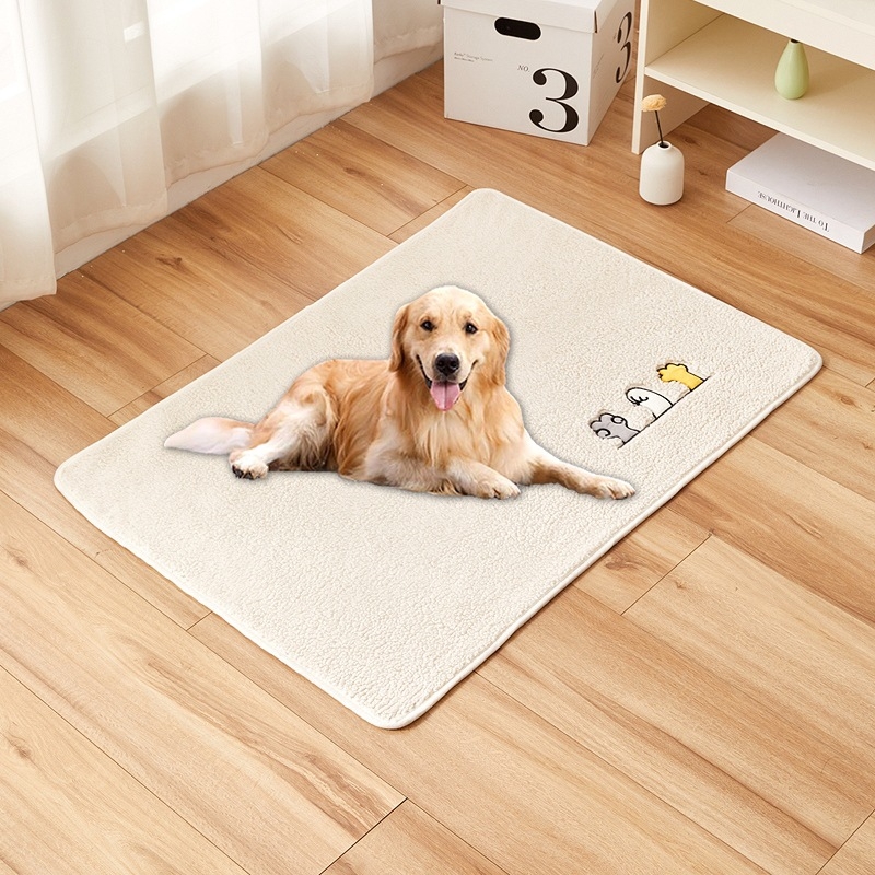 Постелка за развъдник, есен и зима, топла, подплатена, агнешка кадифена постелка за развъдник, неплъзгаща се постелка за котки и кучета, одеяло за домашни любимци на едро