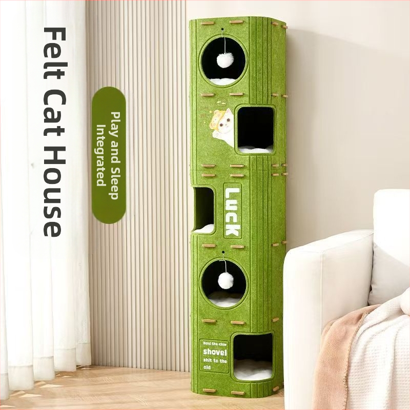 [8218 Narodna kolekcija] Okvir za penjanje za mačke, mačje drvo s integriranom rupom za mačje drvo, dvoslojno, višeslojno mačje gnijezdo za održavanje topline zimi