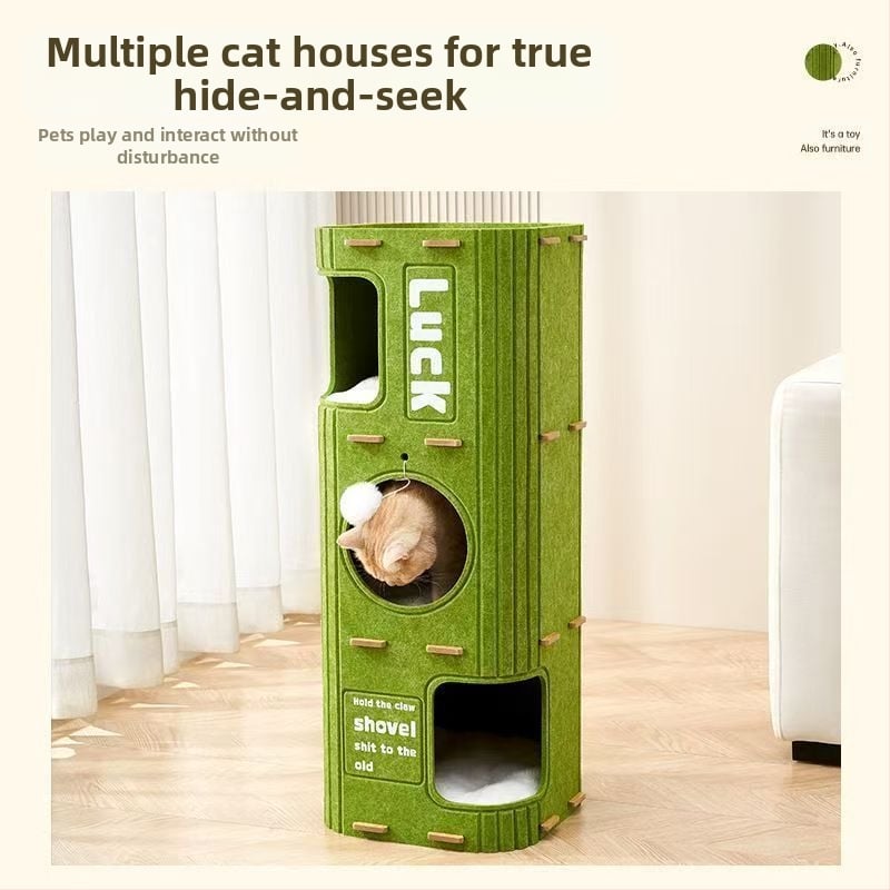 [8218 Narodna kolekcija] Okvir za penjanje za mačke, mačje drvo s integriranom rupom za mačje drvo, dvoslojno, višeslojno mačje gnijezdo za održavanje topline zimi