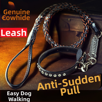 Kutyahúzó kötél Közepes Nagy Kutya Marhabőr Kutyalánc Valódi Bőr Nyakörv Golden Retriever Robbanásbiztos Kutyasétáltató Kötél Hajra