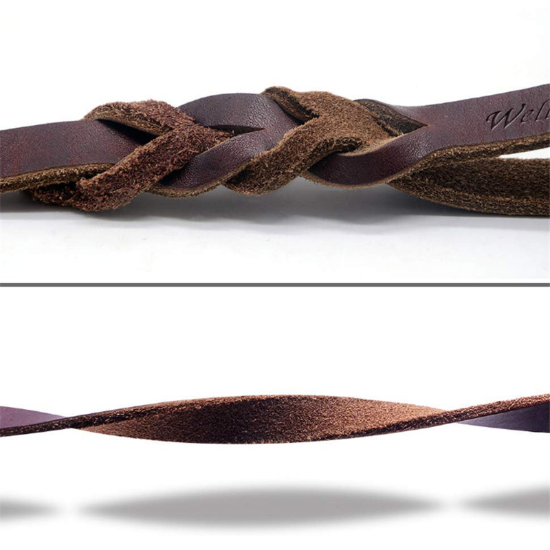 Povodac za pse od prave kože, pleteni kožni povodac za pse s dvostrukom ručkom, povodac za pse od kravlje kože, povodac za kućne ljubimce