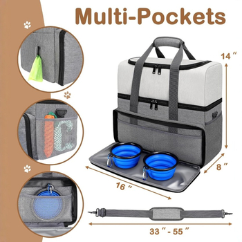 Piiriülene reisikott, mugav lemmikloomakott, suure mahutavusega lemmikloomatoidu mänguasjade hoiukott, reisimiseks mõeldud õues lemmikloomadele