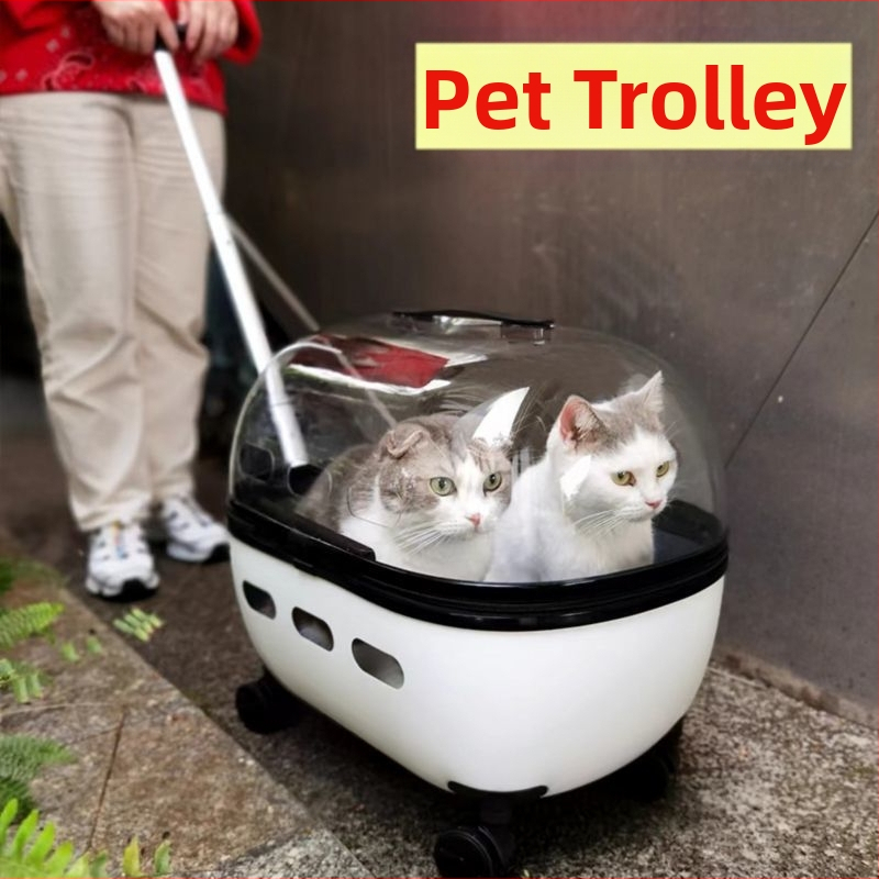 Lemmiklooma käruümbris, kassikott, väljaminev kaasaskantav kahe läbipaistva koerakotiga pagasikäru, kassi seljakott, hingav