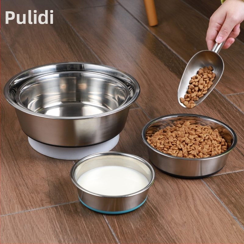 Силиконова купа за домашни любимци от неръждаема стомана, купа за кучета ... с ориз, хранене с питейна вода на едро, консумативи за домашни любимци, купа за котки