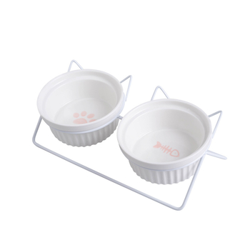 Kerámia macskatál macskaeledel tál kutyatál itatótál etetőtál védelem nyaki kerámia dupla macskatál kisállat-kellékek