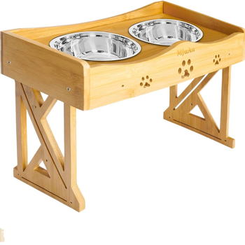 Drevený stojan na misky pre domáce zvieratá, vertikálne zvyšujúci sa výšku, miska na krmivo pre domáce zvieratá, šikmá ochrana krku, stojan na vodu pre mačky, miska na krmivo pre psov, jedálenský stôl