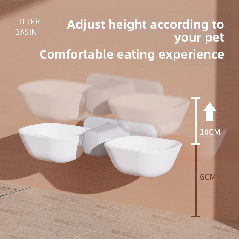 Nástenná miska pre mačky bez prerážania, ktorá zabraňuje prevráteniu a chráni krčnú chrbticu, miska na krmivo pre mačky, automatická závesná dvojitá miska na pitnú vodu pre mačky a domáce zvieratá