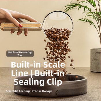 Új, fa nyéllel ellátott macskaeledel kanál macskaeledel kanál klipsszel macska- és kutyaeledel kellékek eledellapát kutyaeledel kanál kisállat kellékek