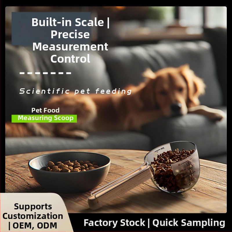 Új, fa nyéllel ellátott macskaeledel kanál macskaeledel kanál klipsszel macska- és kutyaeledel kellékek eledellapát kutyaeledel kanál kisállat kellékek