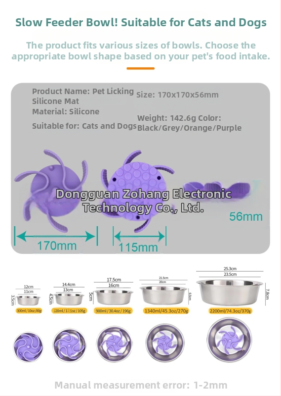 Új termék raktáron Kisállat szilikon nyalótál, tapadókorongos kutyaeledel-elválasztó szőnyeg, fulladásgátló lassú eledelű tál kisállatoknak