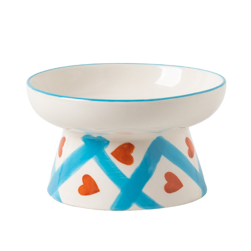 Slatka keramička zdjela za mačke u stilu Ins, visoka zaštita za vrat, kosa usta, zdjela za hranu za pse, zdjela za piće, zdjela za rižu za kućne ljubimce, otporna na udarce