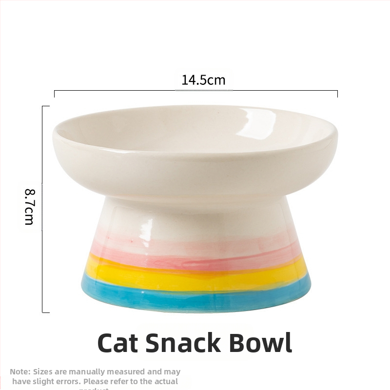 Slatka keramička zdjela za mačke u stilu Ins, visoka zaštita za vrat, kosa usta, zdjela za hranu za pse, zdjela za piće, zdjela za rižu za kućne ljubimce, otporna na udarce